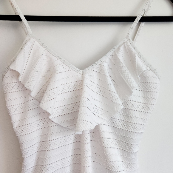 Shoshanna Swimwear White Ruffle Maillot One-Piece Swimsuit - Picture 4 of 12